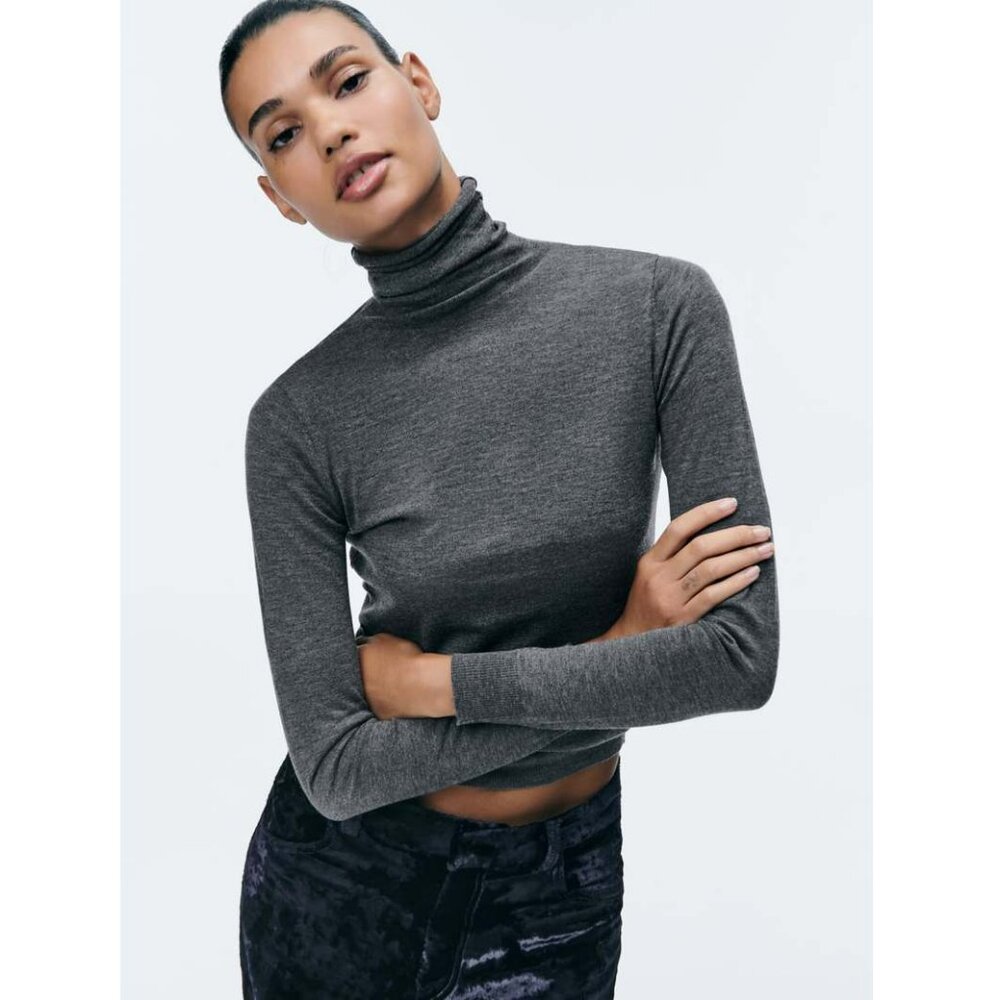 ZARA Funnel Neck Sweater Gray New with Tags! Size S